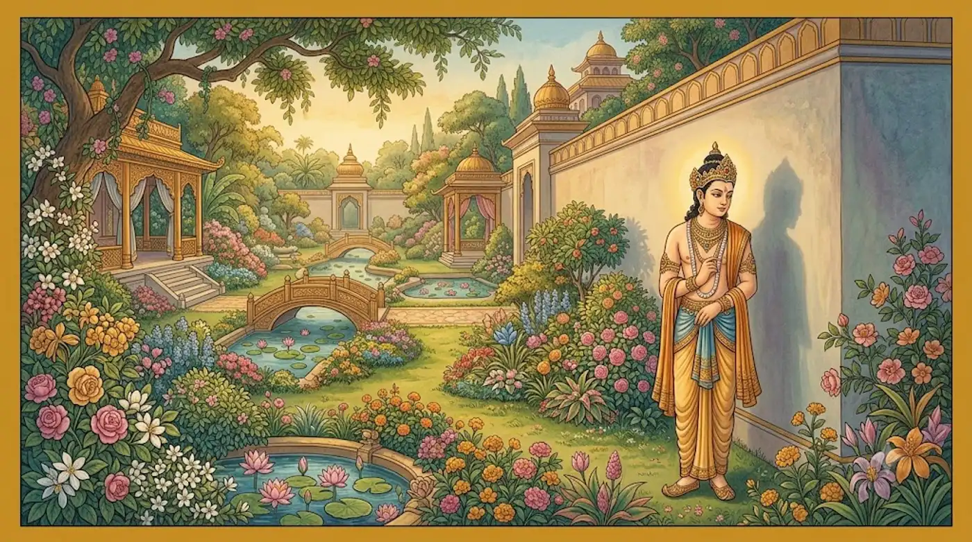 Ánh sáng giác ngộ chiếu rọi qua những phiến đá — biểu tượng sự thức tỉnh của Bồ-Tát hành động vô dự định.