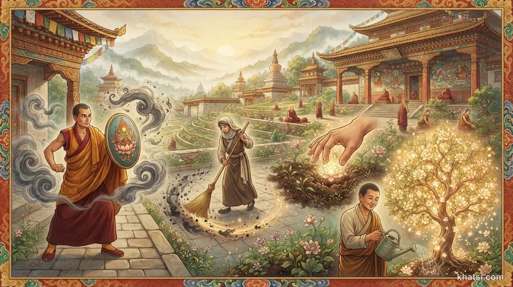Biểu tượng bốn nỗ lực của Chánh Tinh Tấn - phòng ngừa, đoạn trừ, phát sinh và tăng trưởng trong tu tập Phật giáo