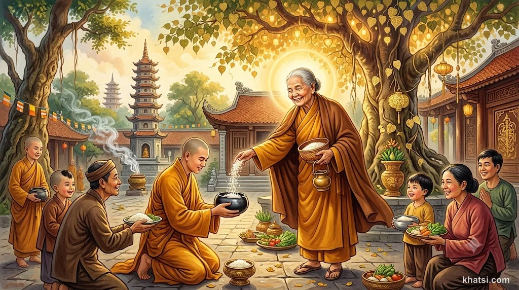 Hình ảnh Bồ-tát biểu tượng cho tâm từ bi và sự cho — nền tảng của đường đi Bồ-tát