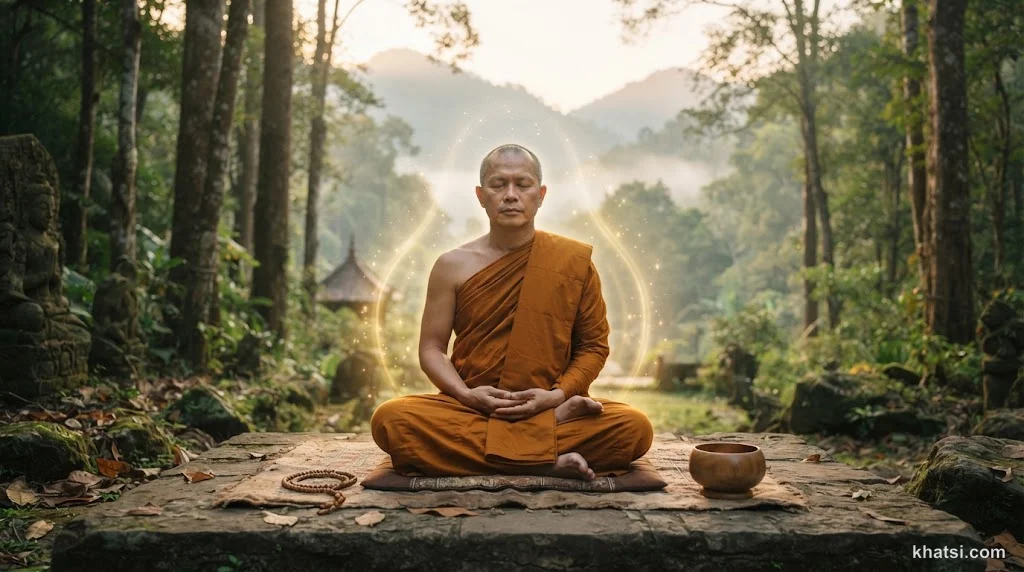 Hình ảnh biểu tượng tâm định nhất không dao động trong thiền định Phật giáo