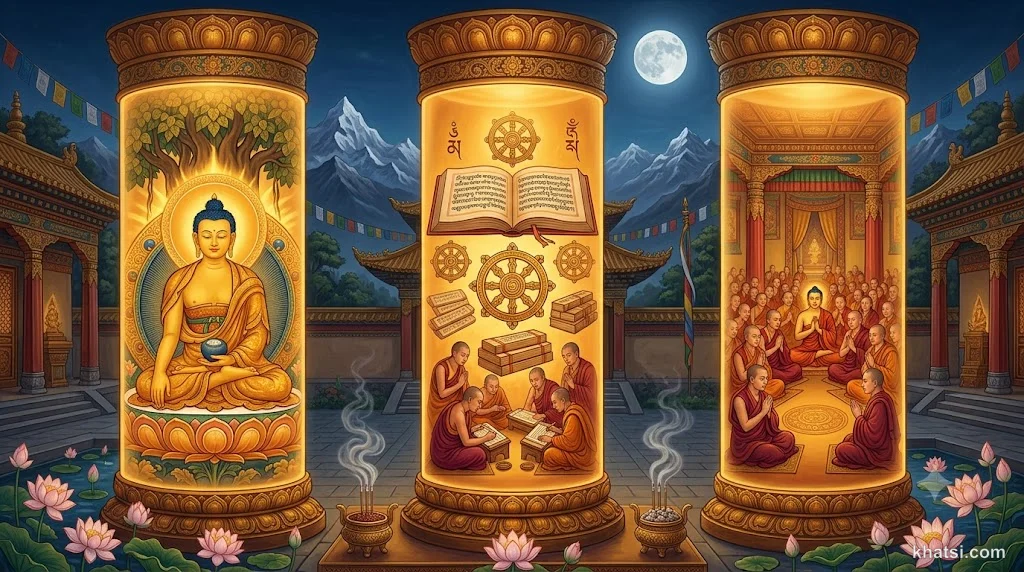 [TEMP] Ba cột sáng của Tam Bảo: Phật Thích-ca Mâu-ni, Pháp lưỡng bộ Kinh-Luật, Tăng đoàn thanh tịnh (ảnh tạm dùng)