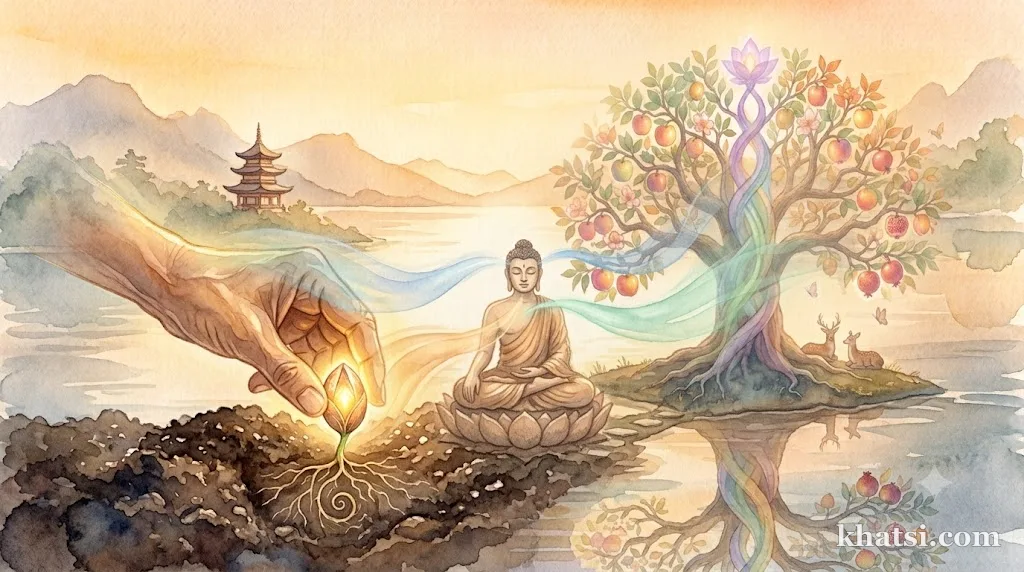 Ba cửa thân-khẩu-ý tạo nghiệp, biểu tượng dòng nhân quả trong đạo Phật