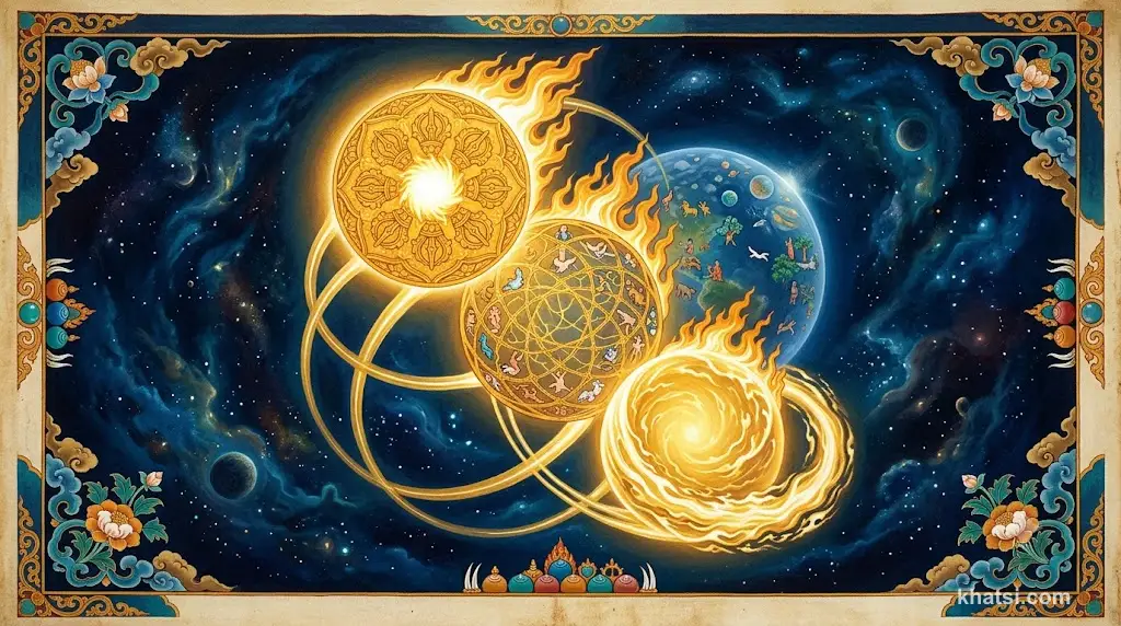Ba đặc tính của Phật-tính: Buddhahood (Phật-Trạng), Buddha-nature (Bản Chất Phật), Eternal (Vĩnh Hằng) — ba khía cạnh sáng tỏ của Phật-tính