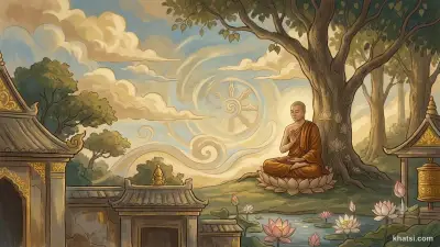 Một hình ảnh biểu tượng sự kết nối vô hạn của tất cả hiện tượng trong vũ trụ, ánh sáng dập dềnh từng chốc, phản ánh Pháp Giới Tuy Tuyân