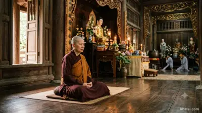 Tỳ-kheo-ni trong tư thế thiền định tại chùa, thể hiện sự thanh tịnh và giới luật