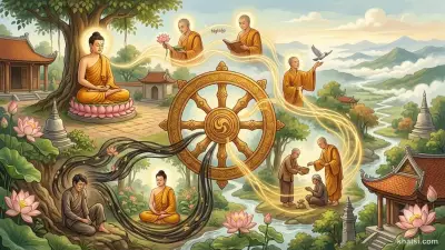 Biểu tượng nhân quả: cây mọc từ hạt giống, thể hiện quy luật Karma và Vipāka