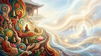 Một hình ảnh thể hiện sự tương phản giữa hình sắc vật chất và tinh thần vô hình trong tu tập Phật giáo