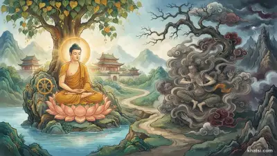 Hình ảnh mô tả sự đối lập giữa Phật tính và Ma tính trong tâm con người