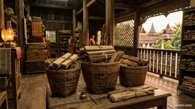 Ba giỏ tre chứa kinh sách cổ, biểu tượng Tam Tạng Phật giáo