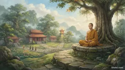 Hình ảnh biểu tượng ba nền tảng tu tập: Giới–Định–Tuệ trong Phật giáo