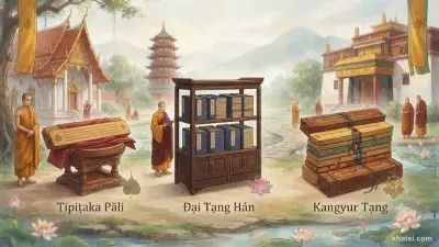 Tạng Pāli, Hán, Tạng — So sánh 3 kinh tạng lớn