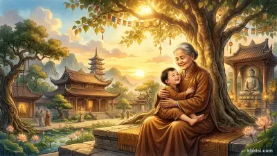 Tình mẹ con liên kết qua các kiếp sống — biểu tượng từ bi của Phật giáo